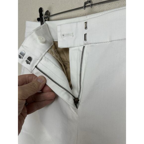Talbots White Cotton Blend Stretch Pants Button Front Pocket Design Size 4 EUC - Picture 5 of 14